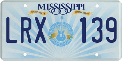 MS license plate LRX139