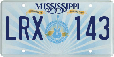 MS license plate LRX143