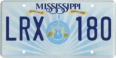 MS license plate LRX180