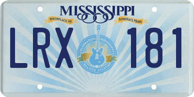 MS license plate LRX181