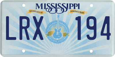 MS license plate LRX194