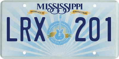 MS license plate LRX201