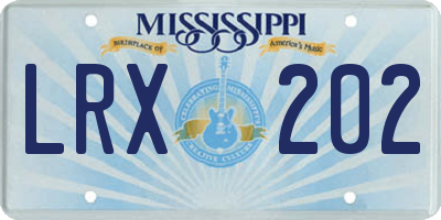 MS license plate LRX202