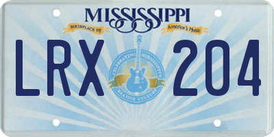 MS license plate LRX204