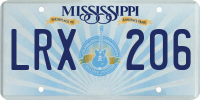 MS license plate LRX206