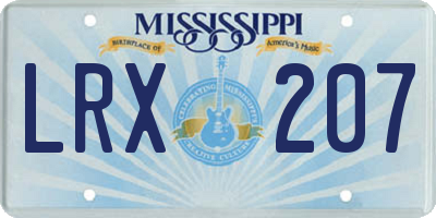 MS license plate LRX207
