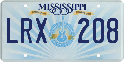 MS license plate LRX208