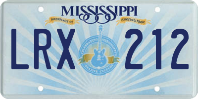 MS license plate LRX212