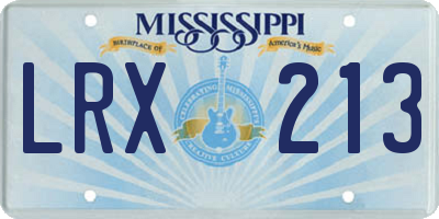 MS license plate LRX213