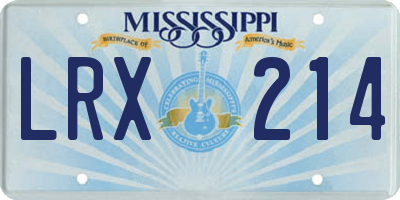 MS license plate LRX214