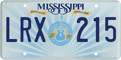 MS license plate LRX215
