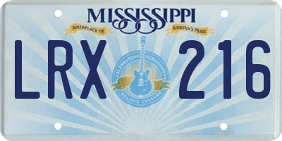 MS license plate LRX216