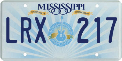 MS license plate LRX217