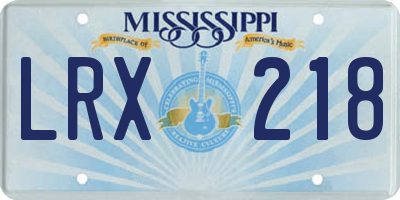 MS license plate LRX218