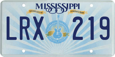 MS license plate LRX219