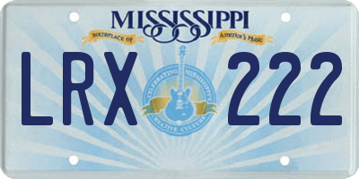 MS license plate LRX222