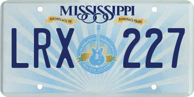 MS license plate LRX227