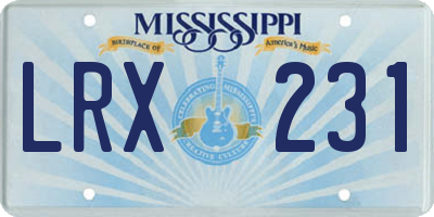 MS license plate LRX231