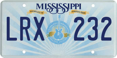 MS license plate LRX232