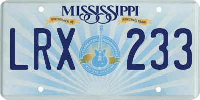 MS license plate LRX233