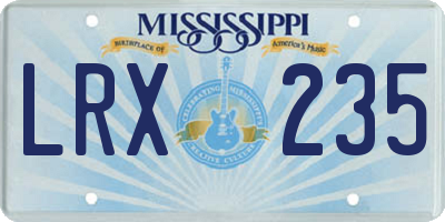 MS license plate LRX235