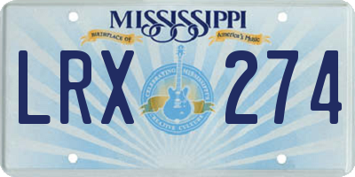 MS license plate LRX274