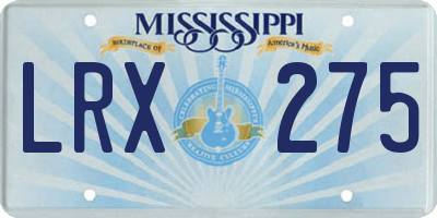 MS license plate LRX275