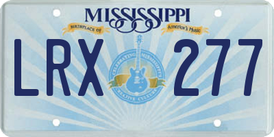 MS license plate LRX277
