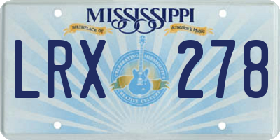 MS license plate LRX278
