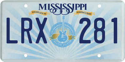MS license plate LRX281