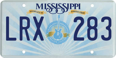 MS license plate LRX283