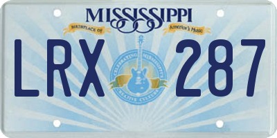 MS license plate LRX287