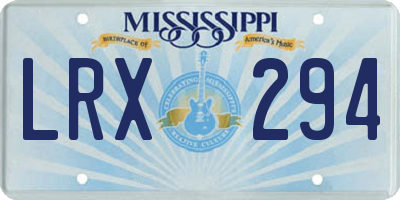 MS license plate LRX294