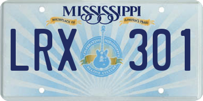 MS license plate LRX301