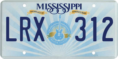 MS license plate LRX312