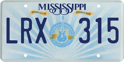 MS license plate LRX315