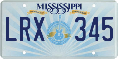 MS license plate LRX345