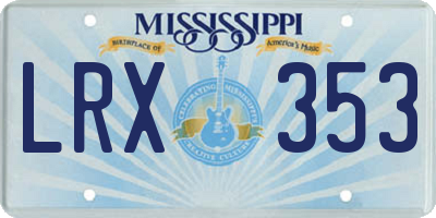 MS license plate LRX353