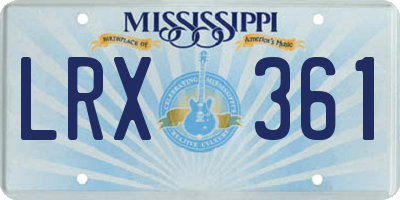 MS license plate LRX361