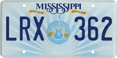 MS license plate LRX362