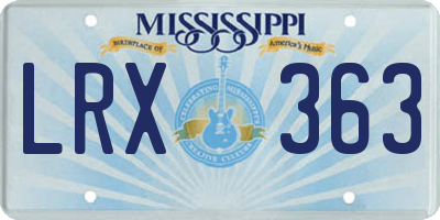 MS license plate LRX363