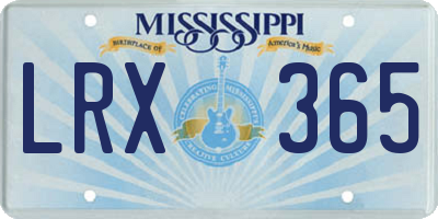 MS license plate LRX365