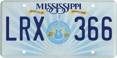 MS license plate LRX366