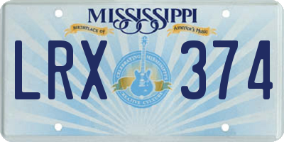MS license plate LRX374