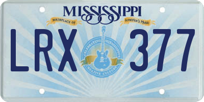 MS license plate LRX377