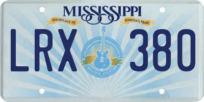 MS license plate LRX380