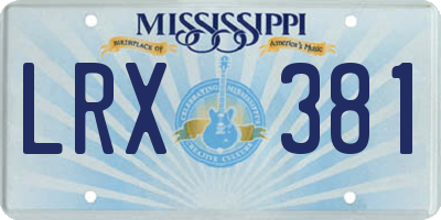 MS license plate LRX381