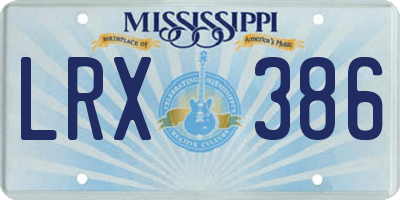 MS license plate LRX386
