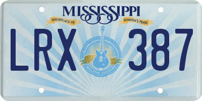 MS license plate LRX387