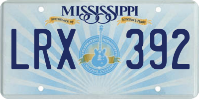 MS license plate LRX392